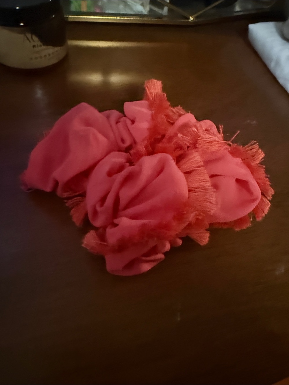 Urban Outfitters Coral Pink Fringe Scrunchie